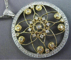 ESTATE 1.36CT DIAMOND 14KT 2 TONE GOLD 3D FILIGREE BY THE YARD CIRCULAR PENDANT