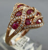 WIDE 1.4CT DIAMOND & AAA RUBY 14K ROSE GOLD MULTI ROW INFINITY FILIGREE FUN RING