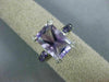 LARGE 4.17CT DIAMOND & AAA AMETHYST 14K WHITE GOLD ROUND & EMERALD FILIGREE RING