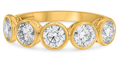 1.75CT DIAMOND 14KT YELLOW GOLD 3D ROUND 5 STONE SEMI ETERNITY ANNIVERSARY RING