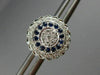 ESTATE LARGE .58CT DIAMOND SAPPHIRE 14K WHITE GOLD FLOWER MILGRAIN STUD EARRINGS