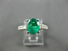ESTATE 1.50CT DIAMOND & AAA EMERALD 14KT WHITE GOLD OVAL ENGAGEMENT RING #12490