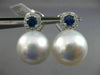 EXTRA LARGE .84CT DIAMOND AAA SAPPHIRE & SOUTH SEA PEARL 18K WHITE GOLD EARRINGS