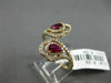 ESTATE .87CT DIAMOND & AAA RUBY 14K ROSE GOLD PEAR SHAPE FLOWER CRISS CROSS RING
