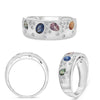 1.91CT DIAMOND & AAA MULTI COLOR SAPPHIRE 14KT WHITE GOLD MULTI SHAPE FUN RING