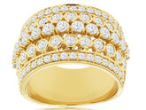 LARGE 2.0CT DIAMOND 14KT YELLOW GOLD 3D MULTI ROW SEMI ETERNITY ANNIVERSARY RING