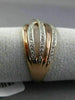 ESTATE .23CT DIAMOND 14KT WHITE & ROSE GOLD 3D MULTI ROW CRISS CROSS LOVE RING