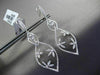 ESTATE LARGE .96CT DIAMOND 18KT WHITE GOLD FLORAL FILIGREE OPEN LEAF EARRINGS