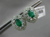 ESTATE 1.32CT DIAMOND & AAA EMERALD 14KT WHITE GOLD OVAL FLOWER HUGGIE EARRINGS