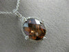 ESTATE 3.68CT DIAMOND & AAA SMOKY TOPAZ 14K WHITE GOLD OVAL HALO PENDANT #19843