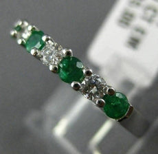 ESTATE .62CT DIAMOND & AAA EMERALD 14KT WHITE GOLD 3D 7 STONE ANNIVERSARY RING