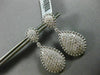 ESTATE LARGE 2.92CT DIAMOND 14KT WHITE GOLD CLUSTER MILGRAIN TEAR DROP EARRINGS