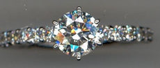 1.69CT DIAMOND 14KT WHITE GOLD ROUND SEMI ETERNITY SHARED PRONG ENGAGEMENT RING