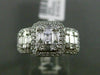 ESTATE WIDE .89CT ROUND & BAGUETTE DIAMOND 18KT WHITE GOLD HALO PROMISE RING