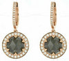 ESTATE LARGE 5.02CT WHITE & CHOCOLATE FANCY DIAMOND 18KT ROSE GOLD HALO EARRINGS