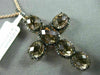 ESTATE LARGE 10.76CT BLACK DIAMOND & SMOKY TOPAZ 14KT ROSE GOLD CROSS PENDANT