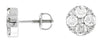 2.25CT DIAMOND 14KT WHITE GOLD ROUND 9 STONE INVISIBLE FLORAL SCREWBACK EARRINGS