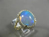ESTATE LARGE 3.62CT DIAMOND & AAA AUSTRALIAN OPAL 14K YELLOW GOLD OVAL HALO RING