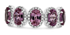 1.61CT DIAMOND & AAA PINK SAPPHIRE 14KT WHITE GOLD OVAL & ROUND ANNIVERSARY RING