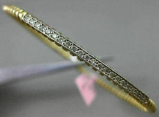 ESTATE .22CT DIAMOND 14K WHITE & YELLOW GOLD 3D PAVE ROPE DESIGN BANGLE BRACELET