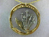ANTIQUE LARGE 2.5CT OLD MINE CUT DIAMOND 14K TWO TONE GOLD FLOWER PENDANT #2490