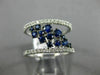 ESTATE WIDE .98CT DIAMOND & AAA SAPPHIRE 14K WHITE GOLD CLUSTER ANNIVERSARY RING