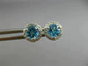 ESTATE 1.17CT DIAMOND & AAA BLUE TOPAZ 14KT WHITE GOLD ROUND HALO STUD EARRINGS