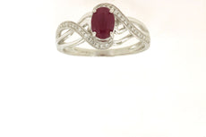 1CT DIAMOND & AAA RUBY 14KT WHITE GOLD 3D OVAL & ROUND CRISS CROSS INFINITY RING