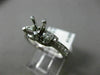.6CT DIAMOND 14K WHITE GOLD 3 STONE FILIGREE MILGRAIN SEMI MOUNT ENGAGEMENT RING