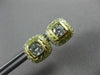 ESTATE LARGE 1.20CT DIAMOND 18KT YELLOW GOLD SOLITAIRE SQUARE HALO STUD EARRINGS