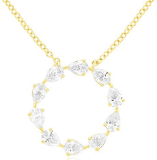 .92CT DIAMOND 14KT YELLOW GOLD PEAR SHAPE SHARED PRONG CIRCLE OF LIFE NECKLACE
