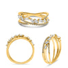 .44CT DIAMOND 14KT YELLOW GOLD ROUND & BAGUETTE CRISS CROSS INFINITY LOVE RING