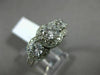 ESTATE 2.0CT DIAMOND 14KT WHITE GOLD 3D 3 STONE FILIGREE HALO ENGAGEMENT RING