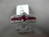 ESTATE 1.57CT DIAMOND & AAA RUBY 18KT WHITE GOLD 3D SIDEWAYS SQUARE PROMISE RING