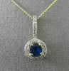 ESTATE .55CT DIAMOND & SAPPHIRE 14KT YELLOW GOLD 3D SOLITAIRE FLOATING PENDANT