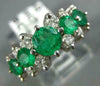 ESTATE 2.08CT DIAMOND & AAA EMERALD 14K WHITE GOLD PYRAMID ANNIVERSARY RING #828