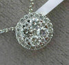 ESTATE .54CT DIAMOND 18KT WHITE GOLD 3D CLUSTER ROUND HALO FLOATING PENDANT 9mm