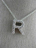 .16CT ROUND DIAMOND 14KT WHITE GOLD CLASSIC "R" INITIAL FLOATING PENDANT #19148