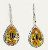 LARGE 5.92CT DIAMOND & AAA CITRINE 14K WHITE GOLD 3D PEAR SHAPE & ROUND EARRINGS