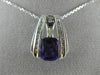 LARGE 2.20CT DIAMOND & AAA AMETHYST 14K WHITE GOLD 3D CUSHION TRIANGULAR PENDANT
