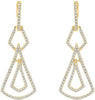 ESTATE .45CT DIAMOND 14KT YELLOW GOLD 3D TRIANGULAR TEAR DROP HANGING EARRINGS