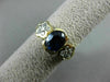 ESTATE WIDE .80CT DIAMOND & AAA SAPPHIRE 14KT 2 TONE GOLD SEMI BEZEL FLOWER RING