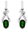 ESTATE 1CT DIAMOND & AAA RUSSALITE 14KT WHITE GOLD OVAL & ROUND HANGING EARRINGS