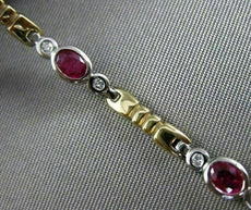 ESTATE 2.17CT DIAMOND & RUBY 14K TWO TONE GOLD BY THE YARD BEZEL TENNIS BRACELET
