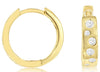 .38CT DIAMOND 14KT YELLOW GOLD ROUND CLASSIC ETOILE HUGGIE HOOP HANGING EARRINGS