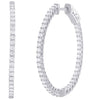 LARGE 1.51CT DIAMOND 14KT WHITE GOLD 3D INSIDE OUT CLASSIC HOOP HANGING EARRINGS