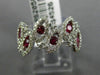 ESTATE WIDE 1CT DIAMOND & ROUND RUBY 14KT WHITE GOLD MULTI LEAF ETOILE LOVE RING