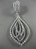 ESTATE LONG 4.96CT DIAMOND 18KT WHITE GOLD 3D MULTI LEAF DROP HANGING EARRINGS