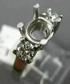 ESTATE .50CT DIAMOND 14KT WHITE GOLD 3 STONE SEMI MOUNT ENGAGEMENT RING #342
