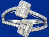 ESTATE .85CT DIAMOND 18KT WHITE GOLD ROUND & BAGUETTE 3D DOUBLE ROW FUN RING